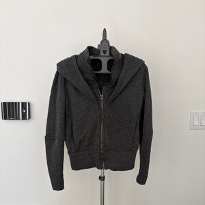Alo Yoga Dark Gray Zip-Up Jacket with Oversized Hood
